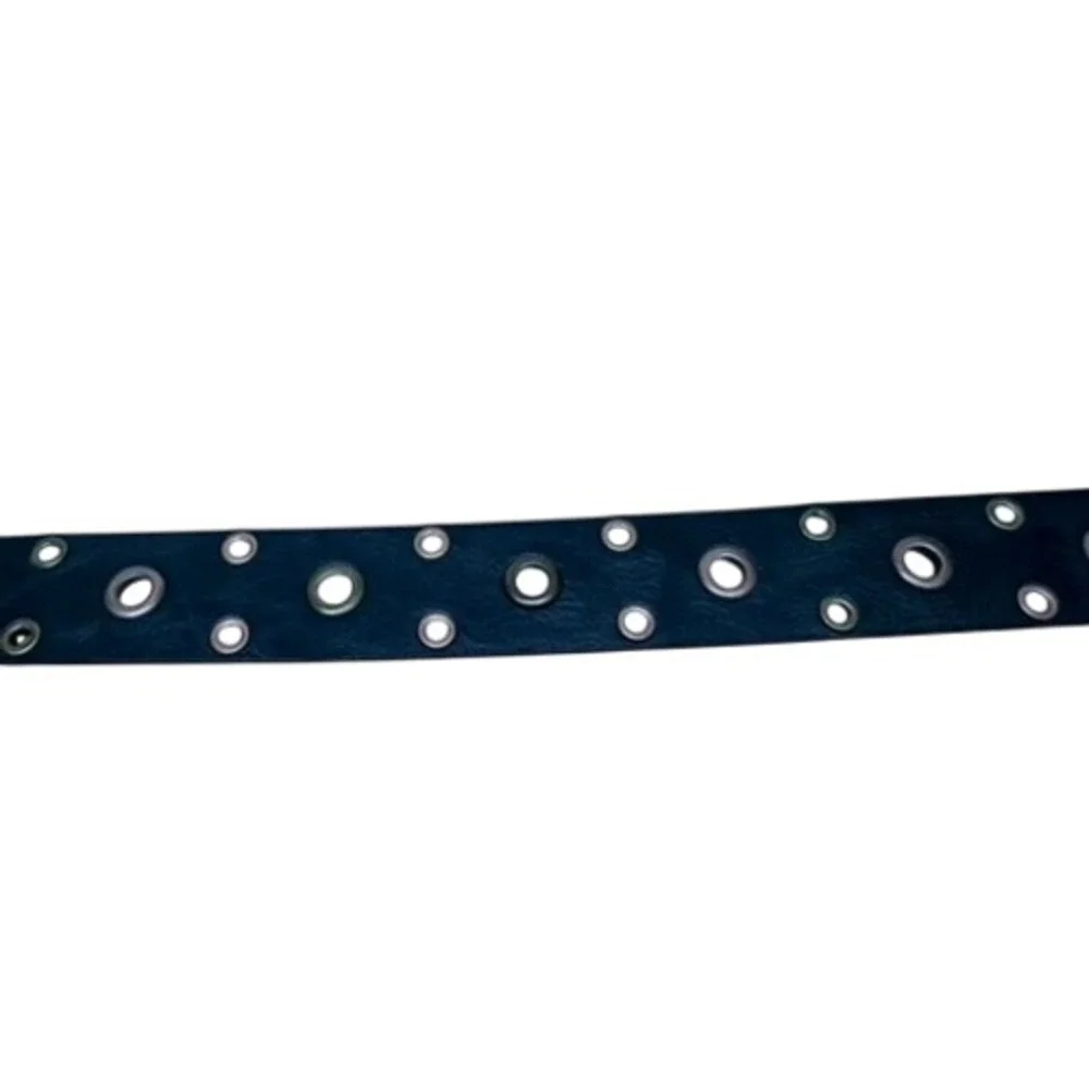 Brown Faux‎ Leather Double Grommet Belt Plus Size 1X Silver/Copper Eyelets Punk